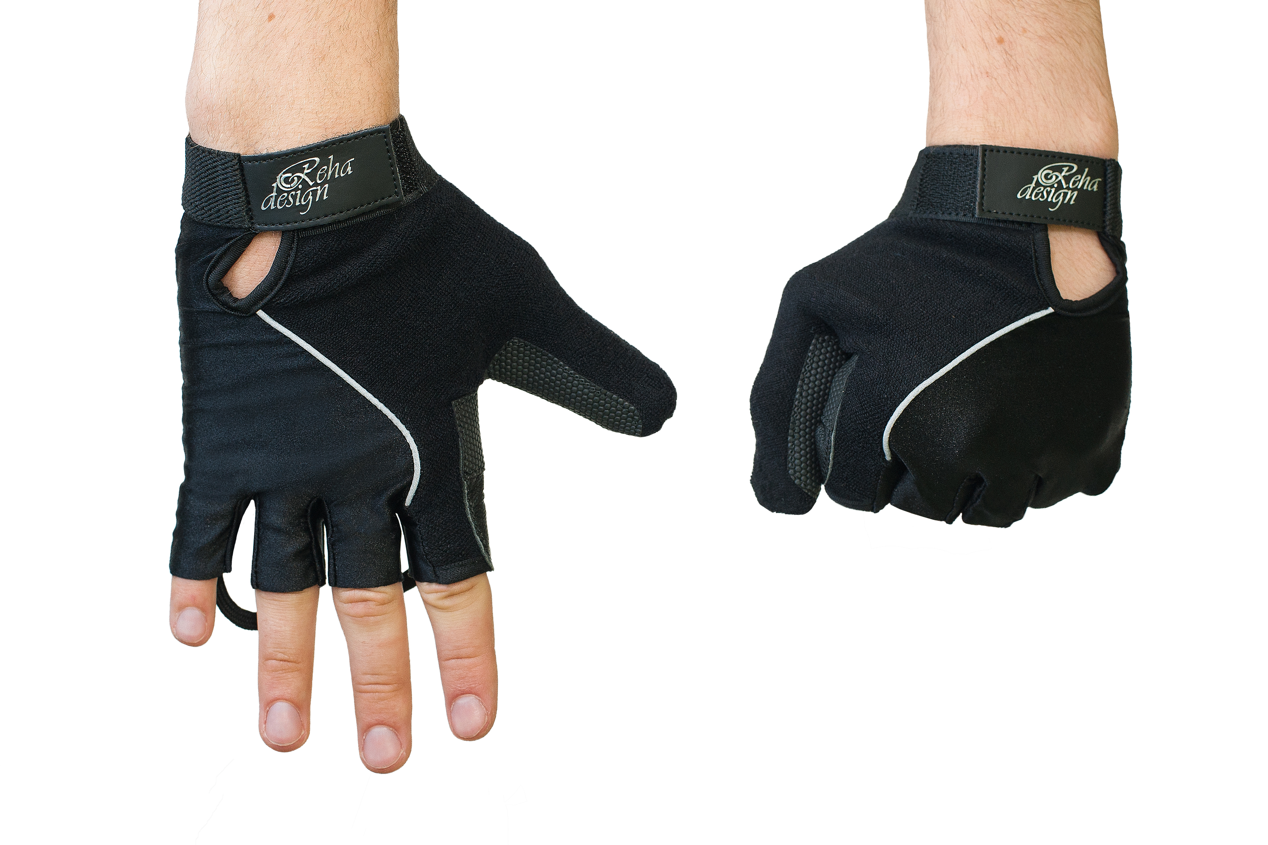 Hatch Wheelchair Gloves - black, leather palm, Mesh Back, Large For Sale